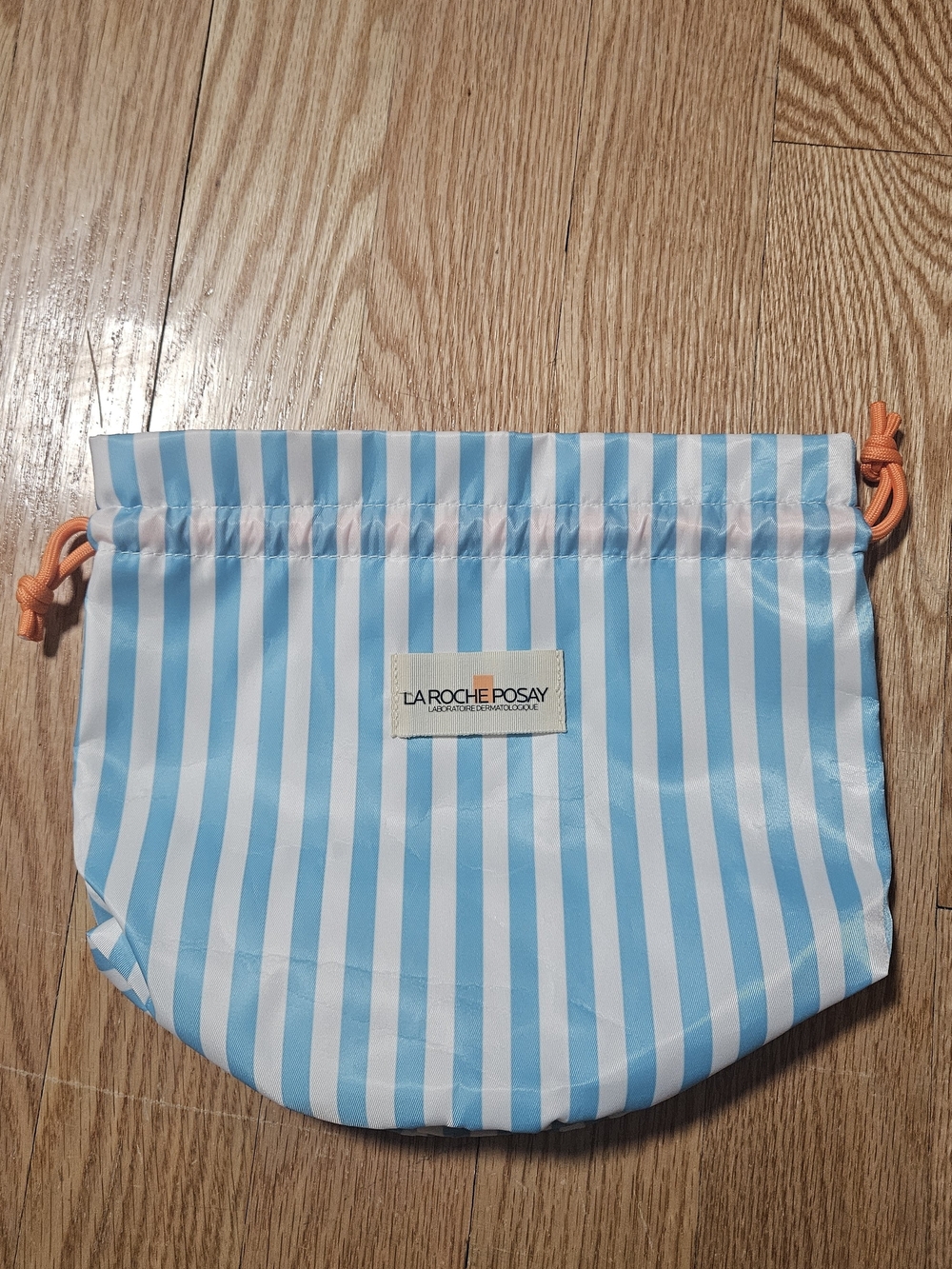 La Roche-Posay Blue & White Stripe Drawstring Pouch